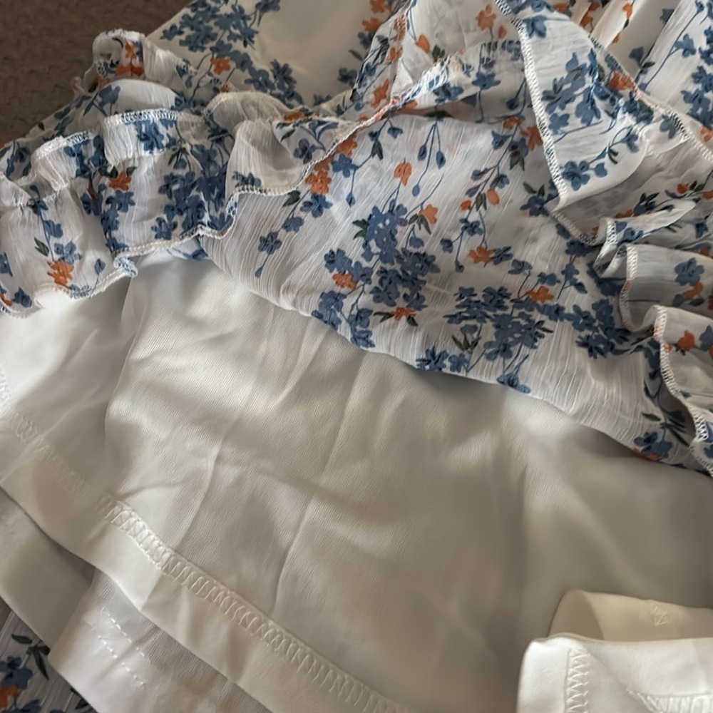 Floral Ruffle Dress - Blue and Orange size small - Picture 6 of 8